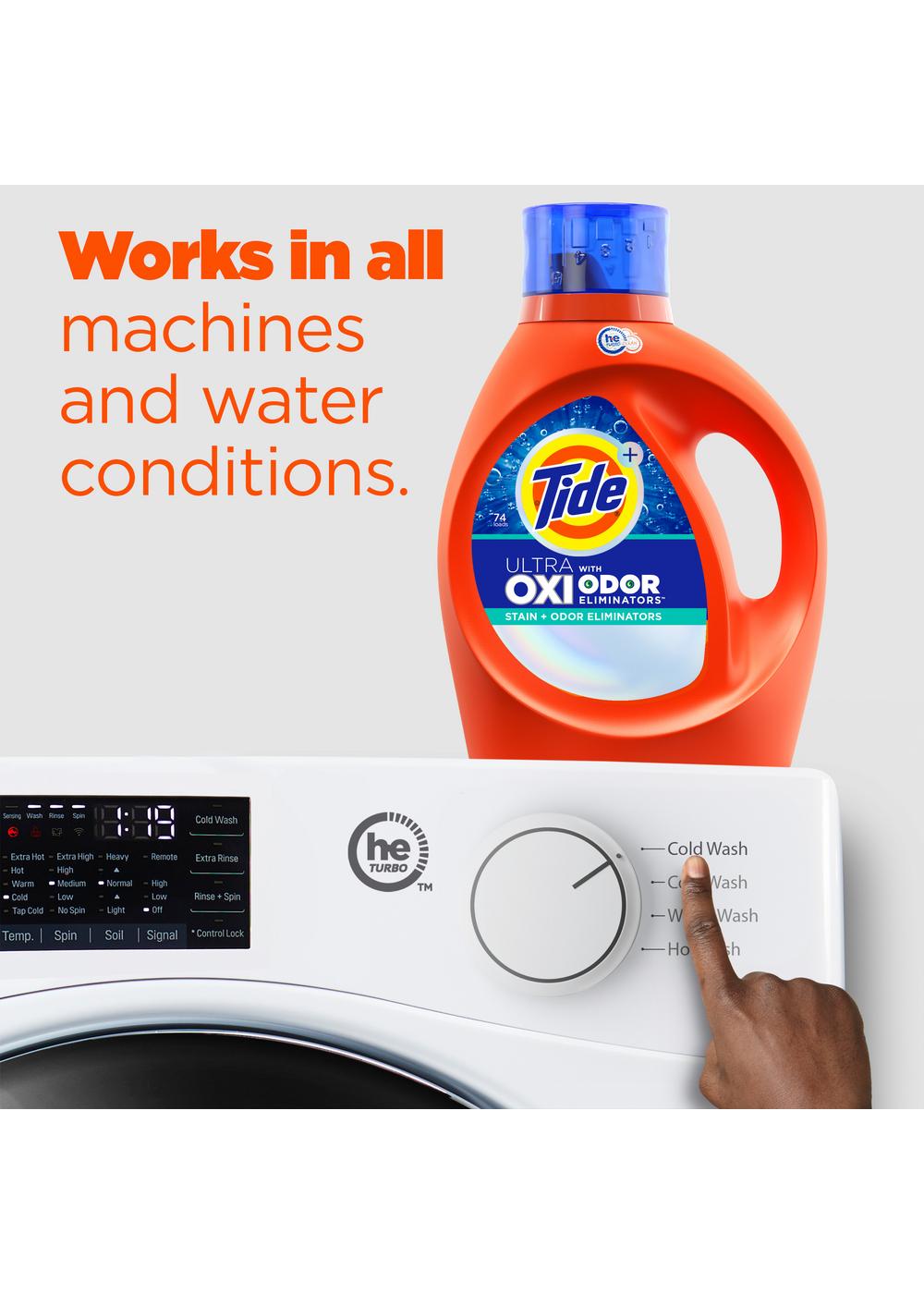 Tide + Ultra Oxi Odor Eliminators HE Turbo Clean Liquid Laundry Detergent, 59 Loads; image 4 of 9