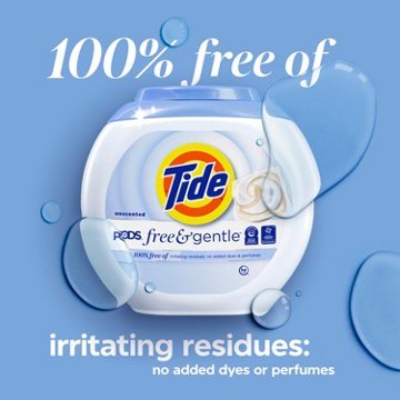 Tide PODS Free & Gentle Laundry Detergent Soap Pacs - Unscented