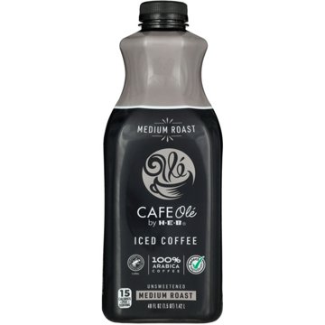 CAFE Olé by H-E-B Medium Roast Unsweetened Iced Coffee, 48 oz