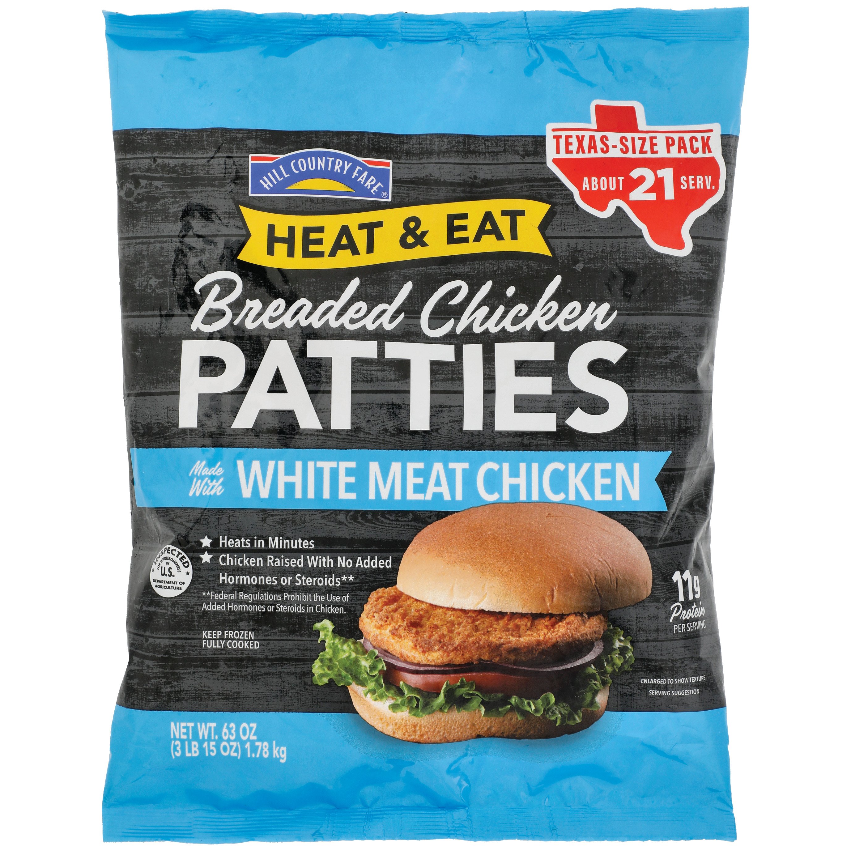 Hill Country Fare Heat & Eat Breaded Chicken Patties, Texas-Size Pack ...