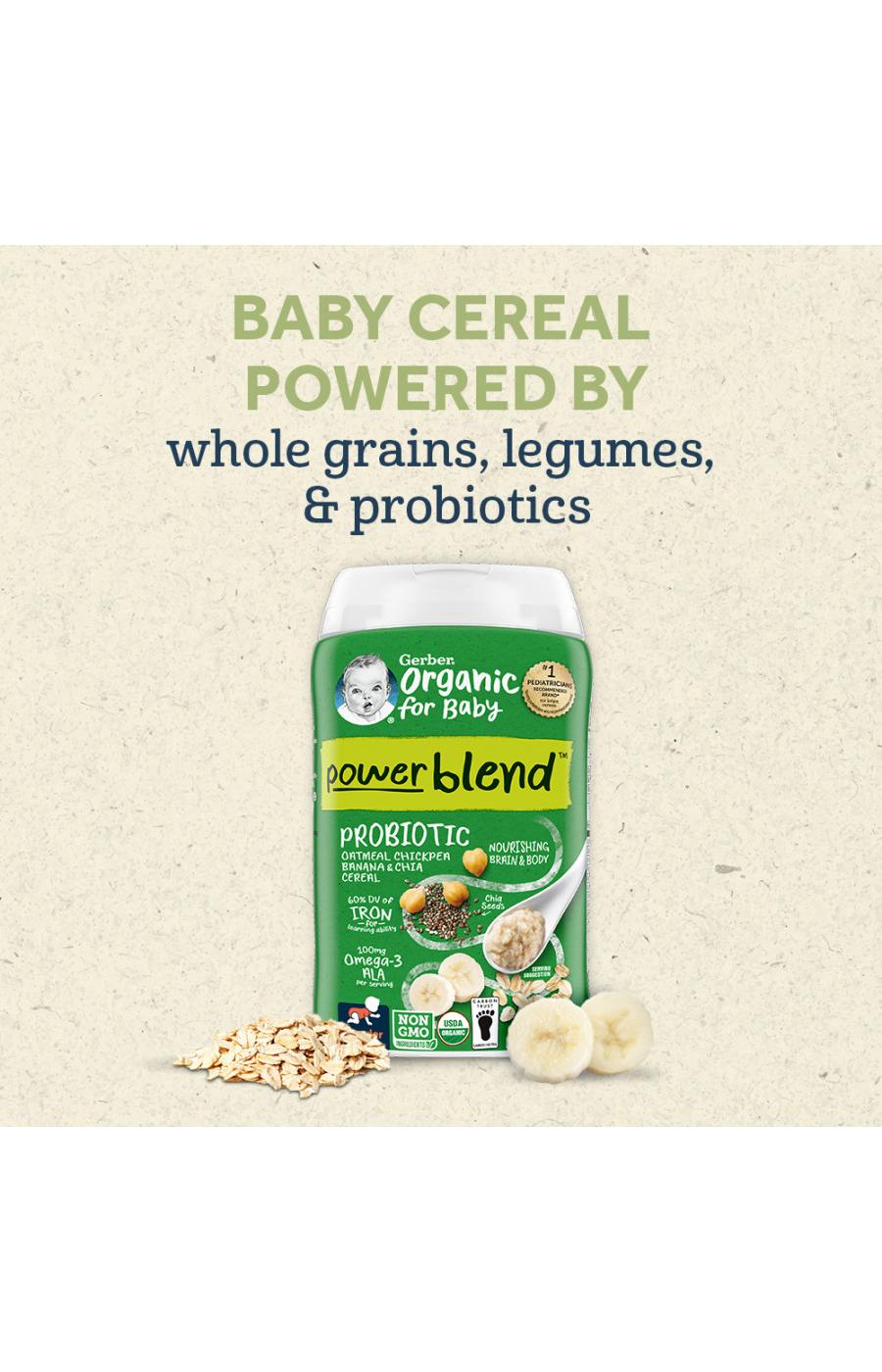 Gerber Organic for Baby Powerblend Probiotic - Oatmeal Chickpea Banana & Chia Cereal; image 2 of 8