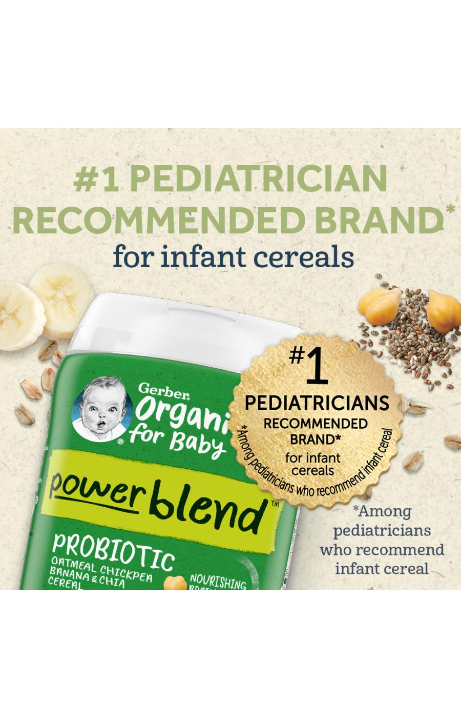 Gerber Organic for Baby Powerblend Probiotic - Oatmeal Chickpea Banana & Chia Cereal; image 5 of 8