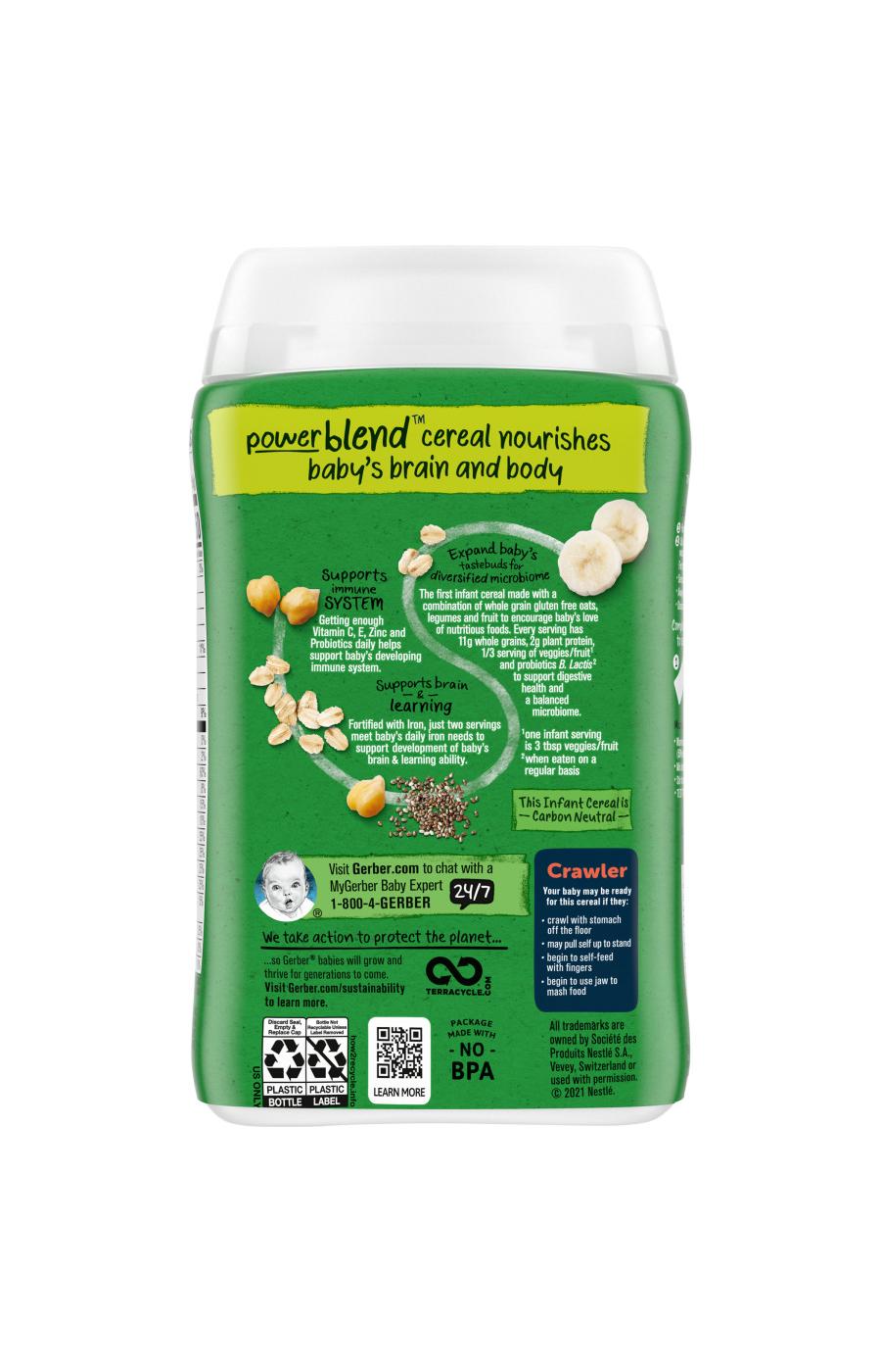 Gerber Organic for Baby Powerblend Probiotic - Oatmeal Chickpea Banana & Chia Cereal; image 7 of 8