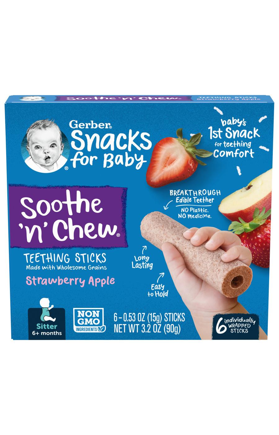 Gerber Snacks for Baby Soothe 'n Chew Teething Sticks - Strawberry & Apple; image 1 of 3