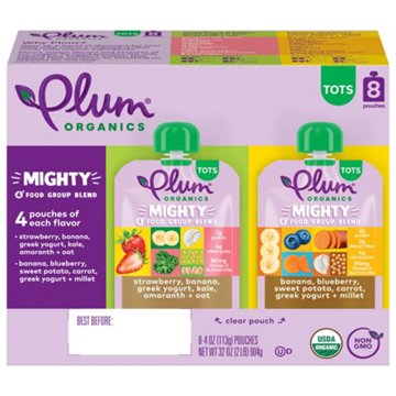 Plum Organics Mighty 4 Pouches - Variety Pack, 8 ct