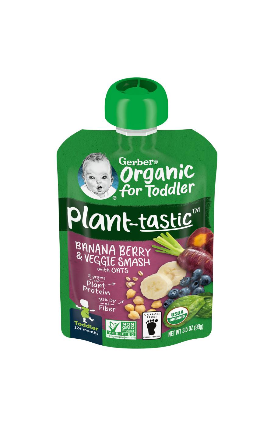 Gerber Organic for Toddler Plant-tastic Pouch - Banana Berry & Veggie Smash; image 1 of 8