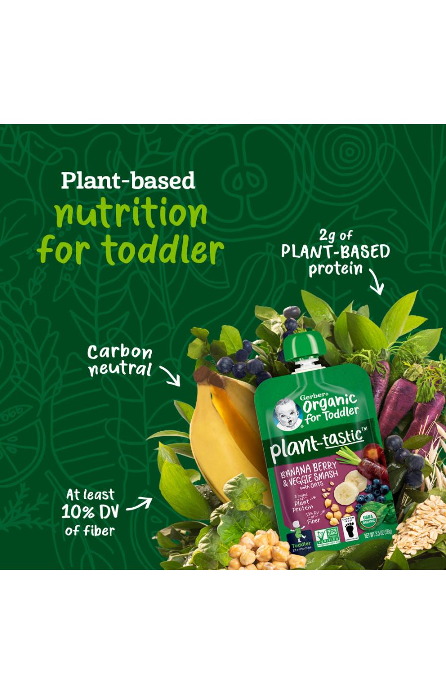 Gerber Organic for Toddler Plant-tastic Pouch - Banana Berry & Veggie Smash; image 5 of 8