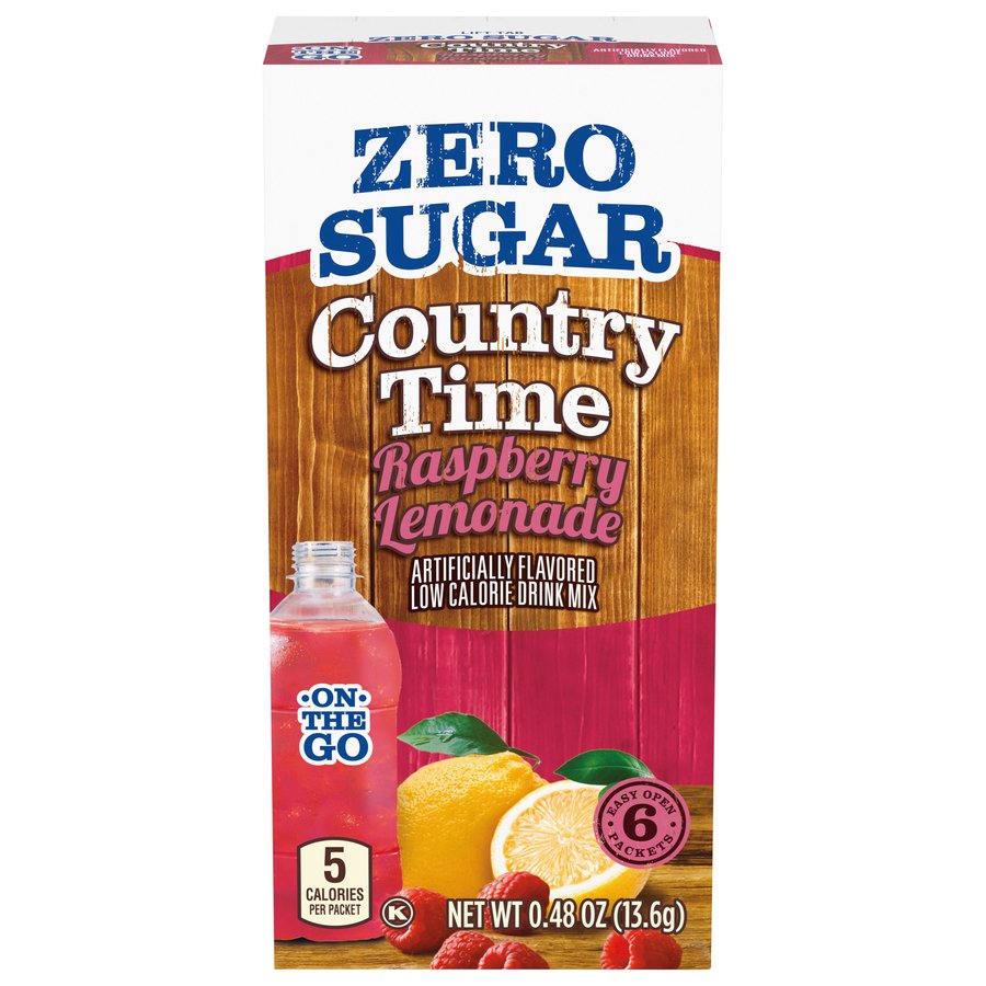 Country Time On the Go Zero Sugar Raspberry Lemonade Drink Mix, 6 ct