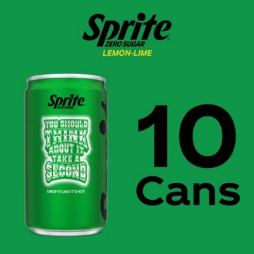 Sprite Zero Sugar Lemon Lime Caffeine Free Soda Soft Drink Fridge Pack 10 pk Mini Cans
