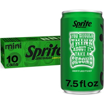 Sprite Zero Sugar Lemon Lime Caffeine Free Soda Soft Drink Fridge Pack 10 pk Mini Cans