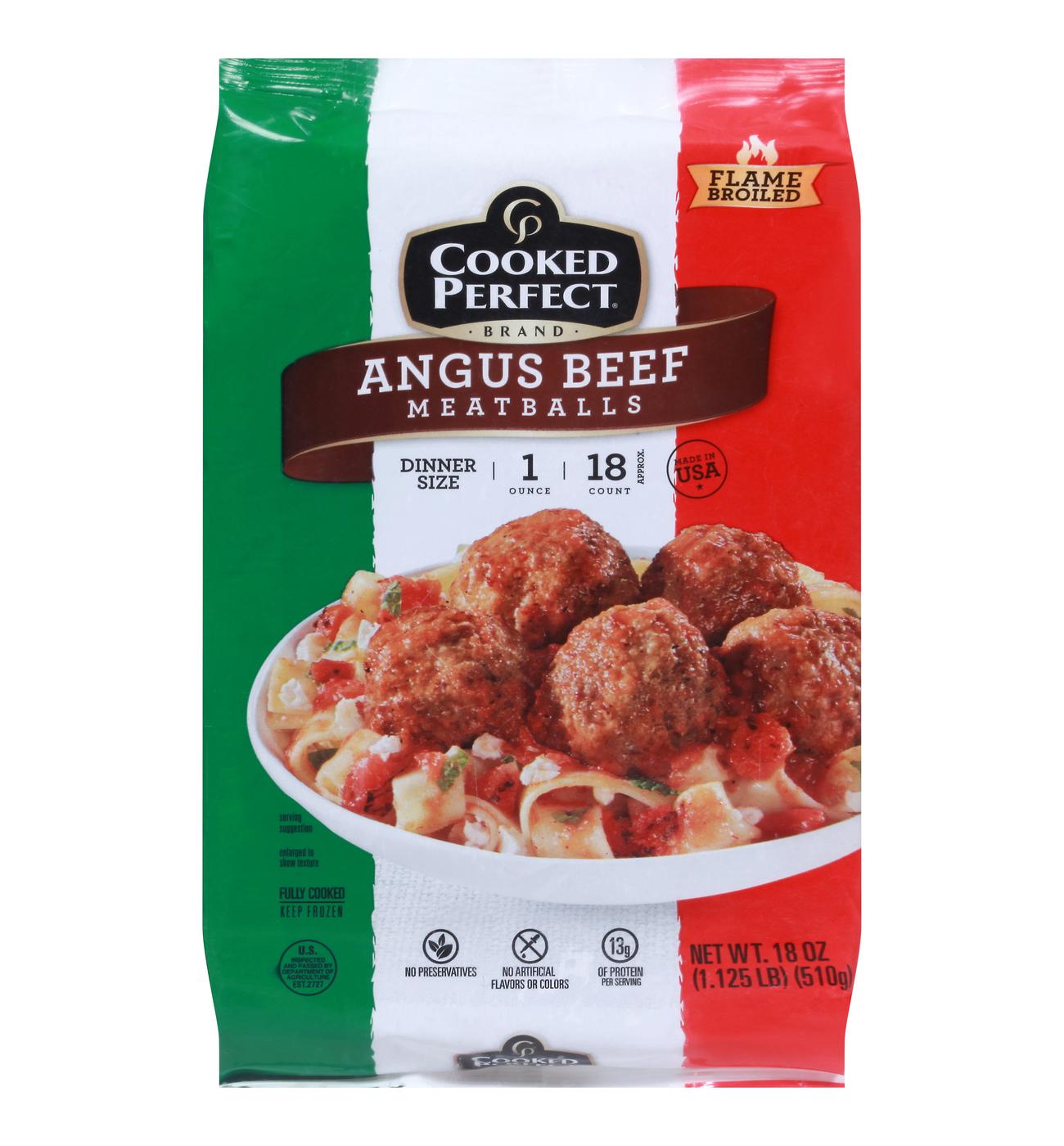 COOKED PERFECT Fully Cooked Frozen Angus Beef Meatballs; image 1 of 2