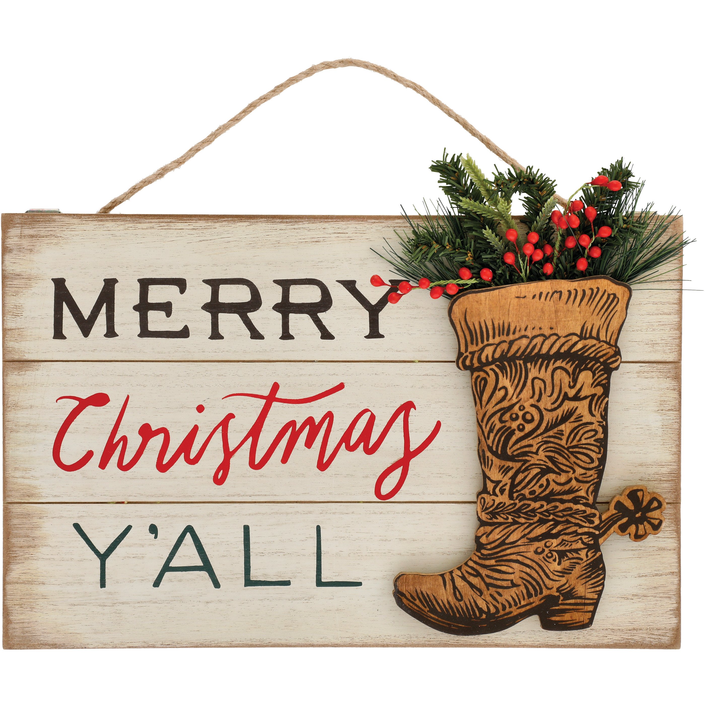 Destination Holiday Merry Christmas Y'all Boot Wall Decor Shop