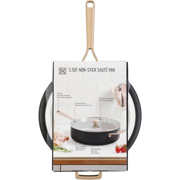 Kitchen & Table by H-E-B Non-Stick Sauté Pan with Strainer Lid - Classic Black, 5.5 qt