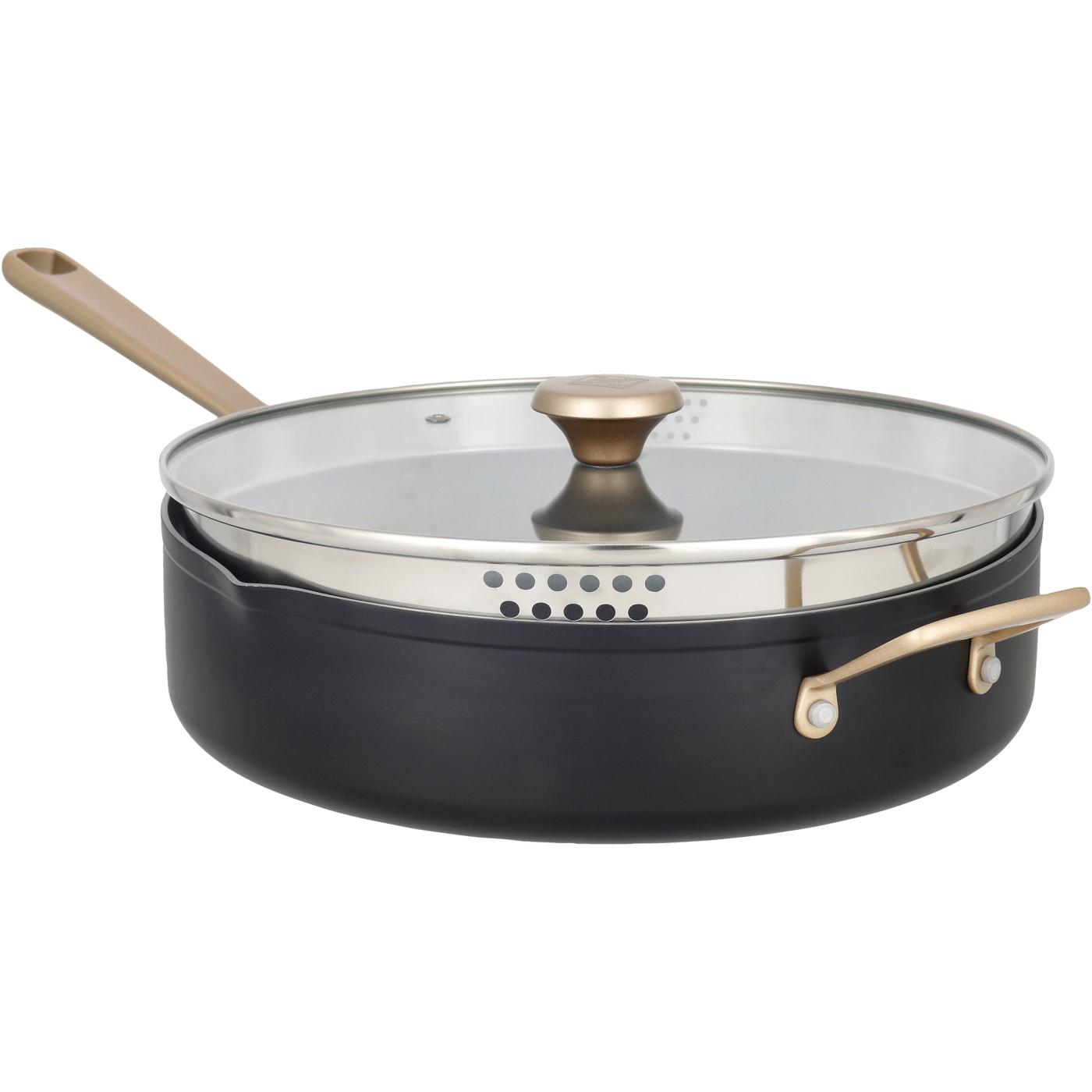 Kitchen & Table by H-E-B Non-Stick Sauté Pan with Strainer Lid - Classic Black; image 3 of 7