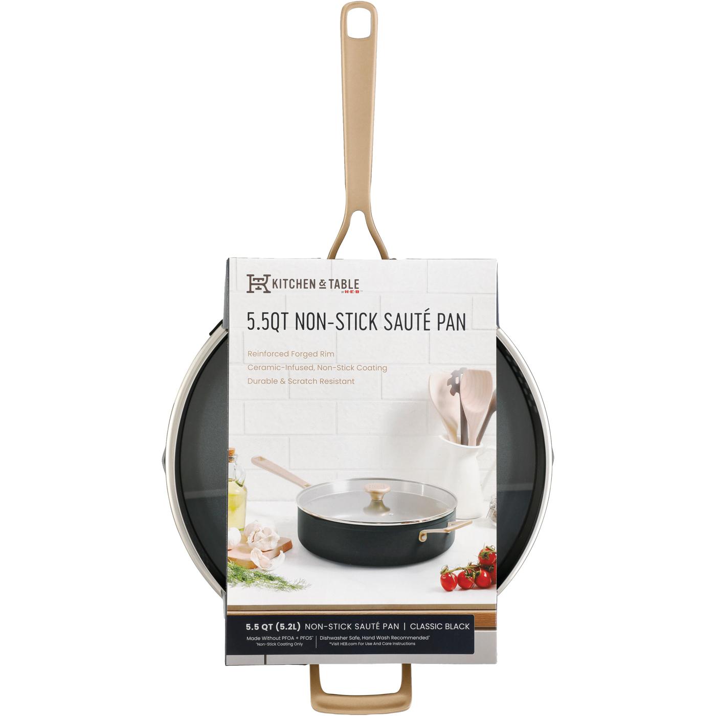 Kitchen & Table by H-E-B Non-Stick Sauté Pan with Strainer Lid - Classic Black; image 6 of 7