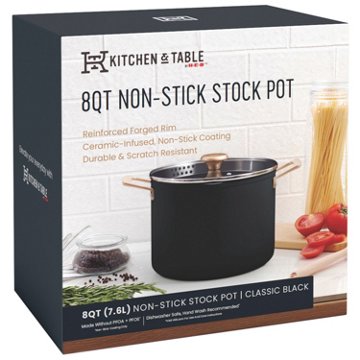 Kitchen & Table by H-E-B Non-Stick Stock Pot - Classic Black, 8 qt