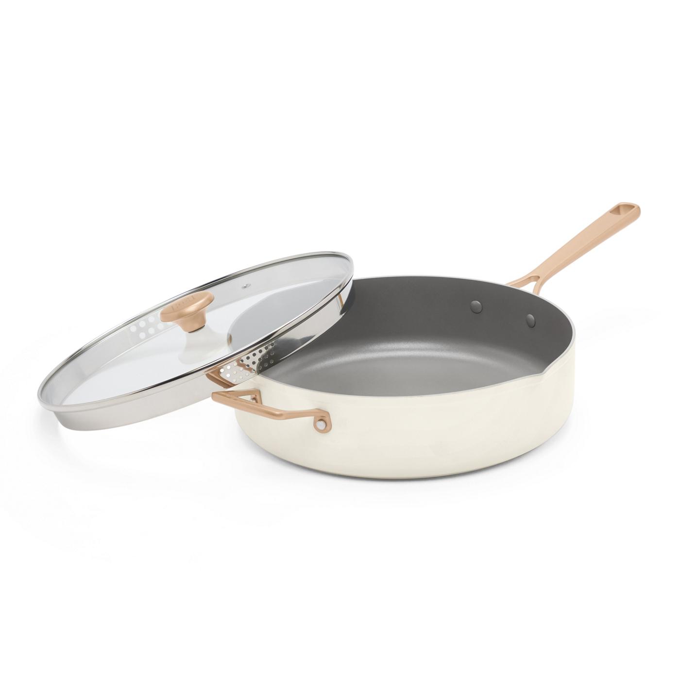 Kitchen & Table by H-E-B Non-Stick Sauté Pan with Strainer Lid - Cloud White; image 1 of 5