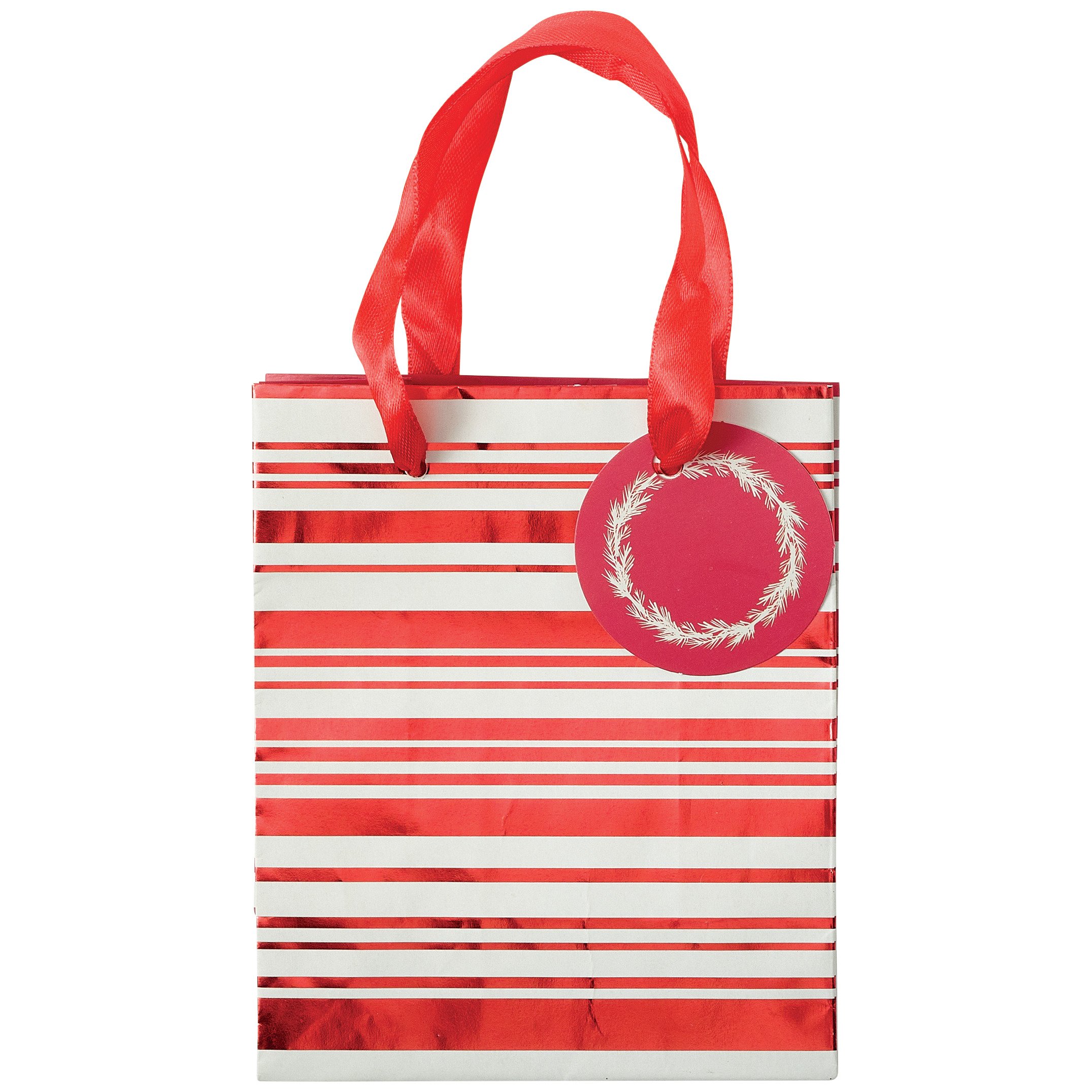 Destination Holiday Red & White Striped Christmas Gift Bag Small