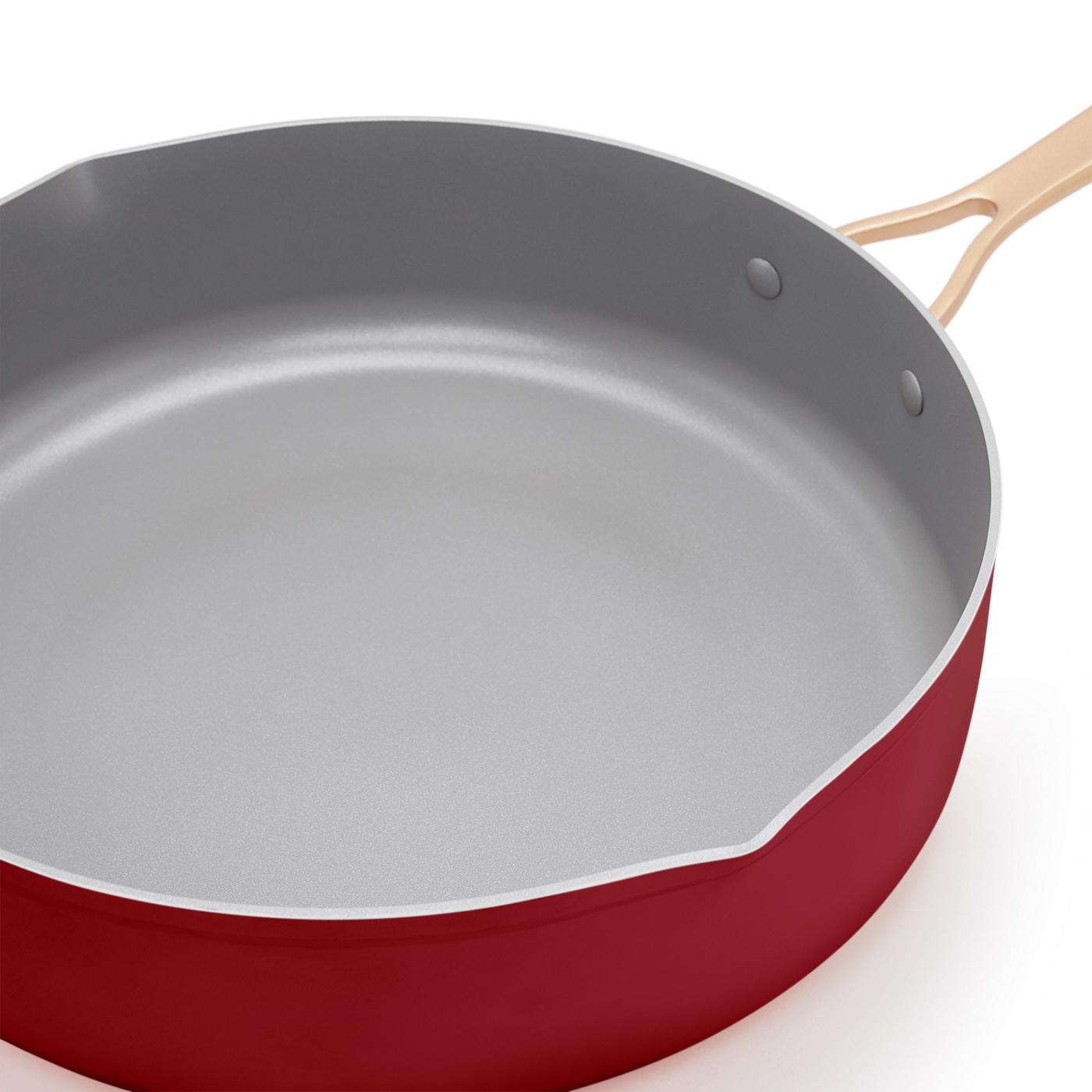 Kitchen & Table by H-E-B Non-Stick Sauté Pan with Strainer Lid - Bordeaux Red; image 4 of 7