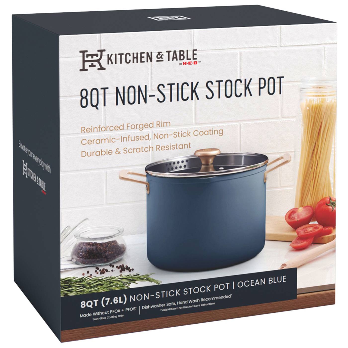 Kitchen & Table by H-E-B Non-Stick Stock Pot - Ocean Blue; image 2 of 5