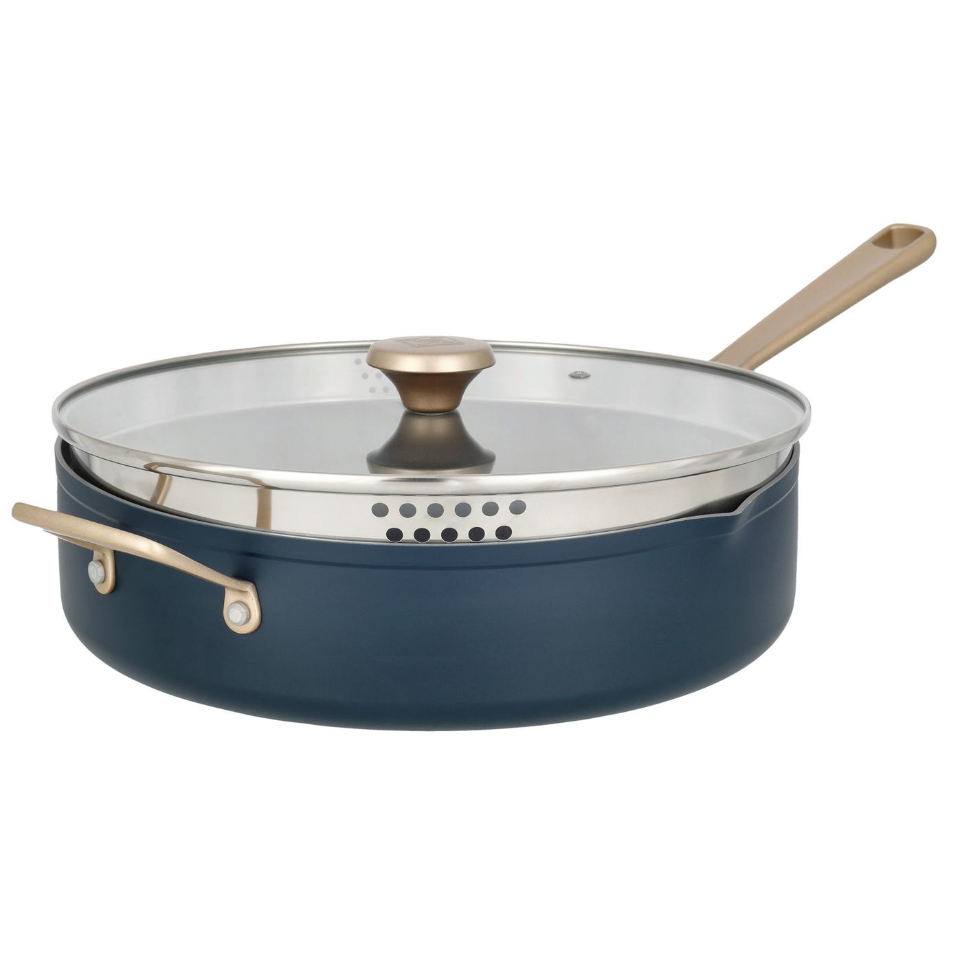 Kitchen & Table by H-E-B Non-Stick Sauté Pan with Strainer Lid  - Ocean Blue; image 3 of 7
