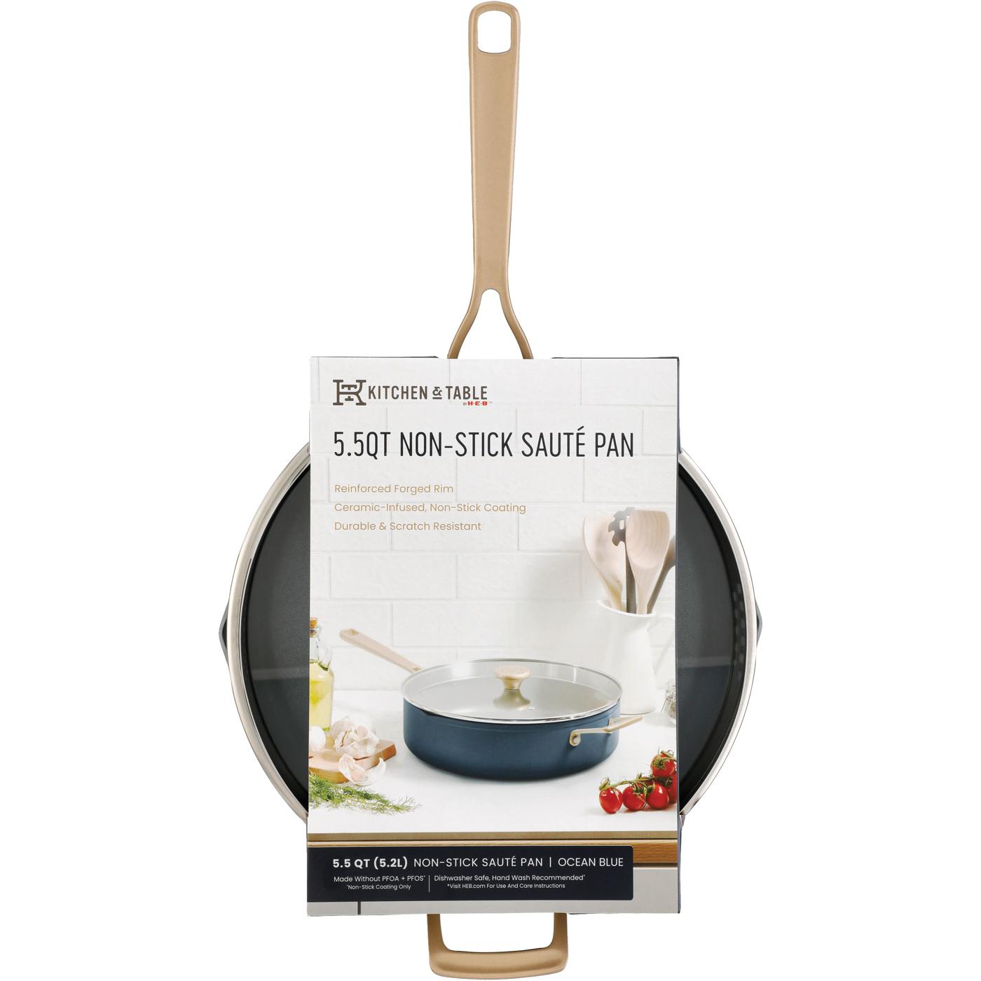 Kitchen & Table by HEB NonStick Sauté Pan with Strainer Lid Ocean