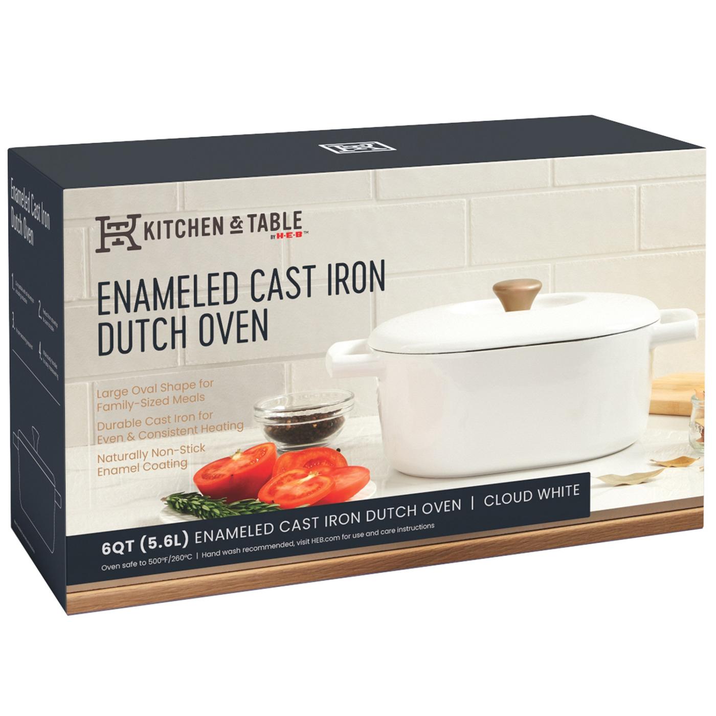 Kitchen & Table by H-E-B Enameled Cast Iron Dutch Oven - Cloud White - Shop  Stock Pots & Sauce Pans at H-E-B