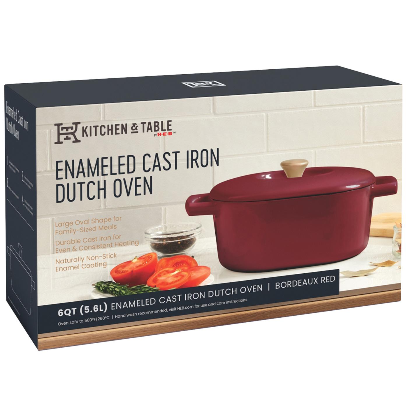 Kitchen & Table by H-E-B Enameled Cast Iron Dutch Oven - Bordeaux Red; image 3 of 6
