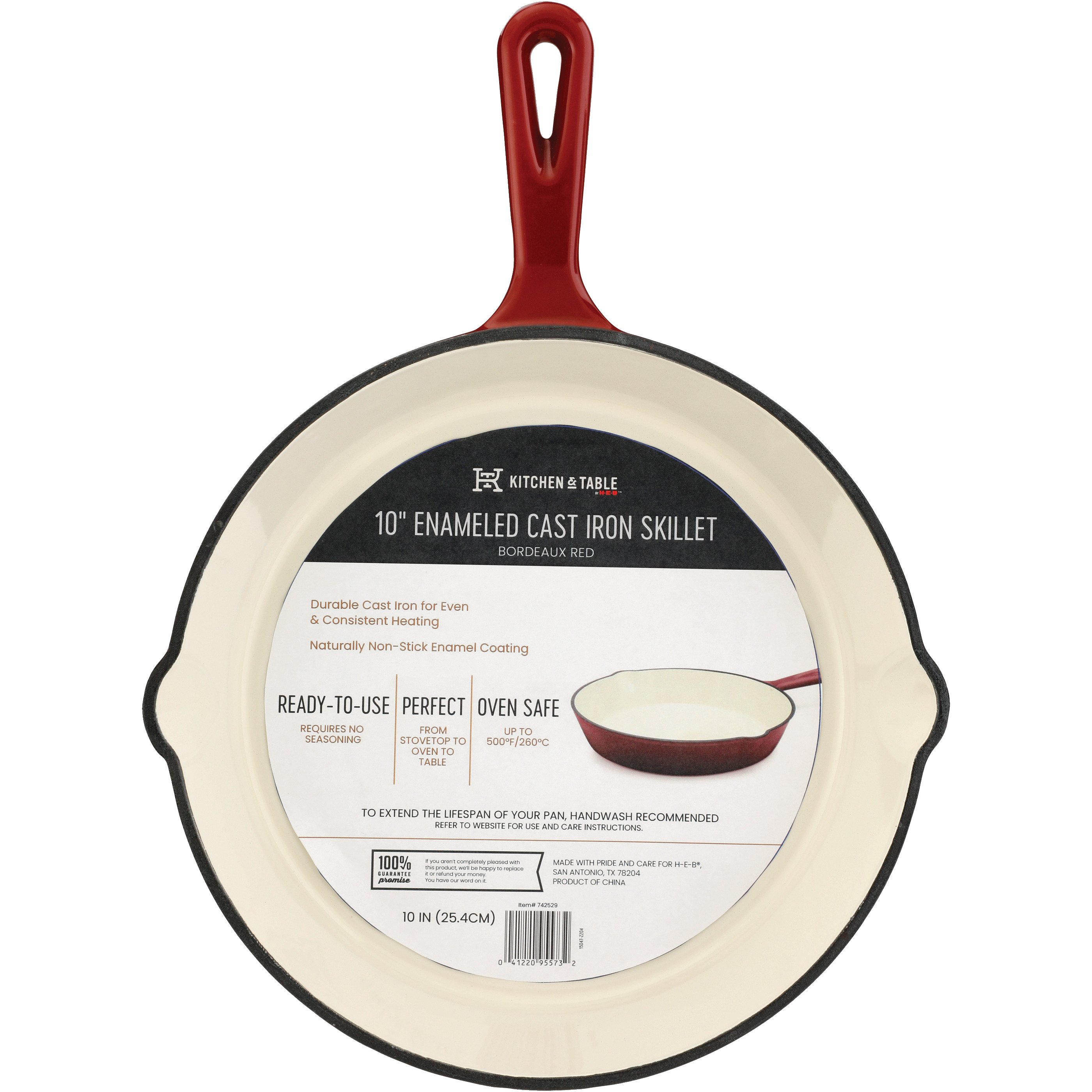 Kitchen & Table by H-E-B Enameled Cast Iron Skillet - Bordeaux Red - Shop Frying  Pans & Griddles at H-E-B