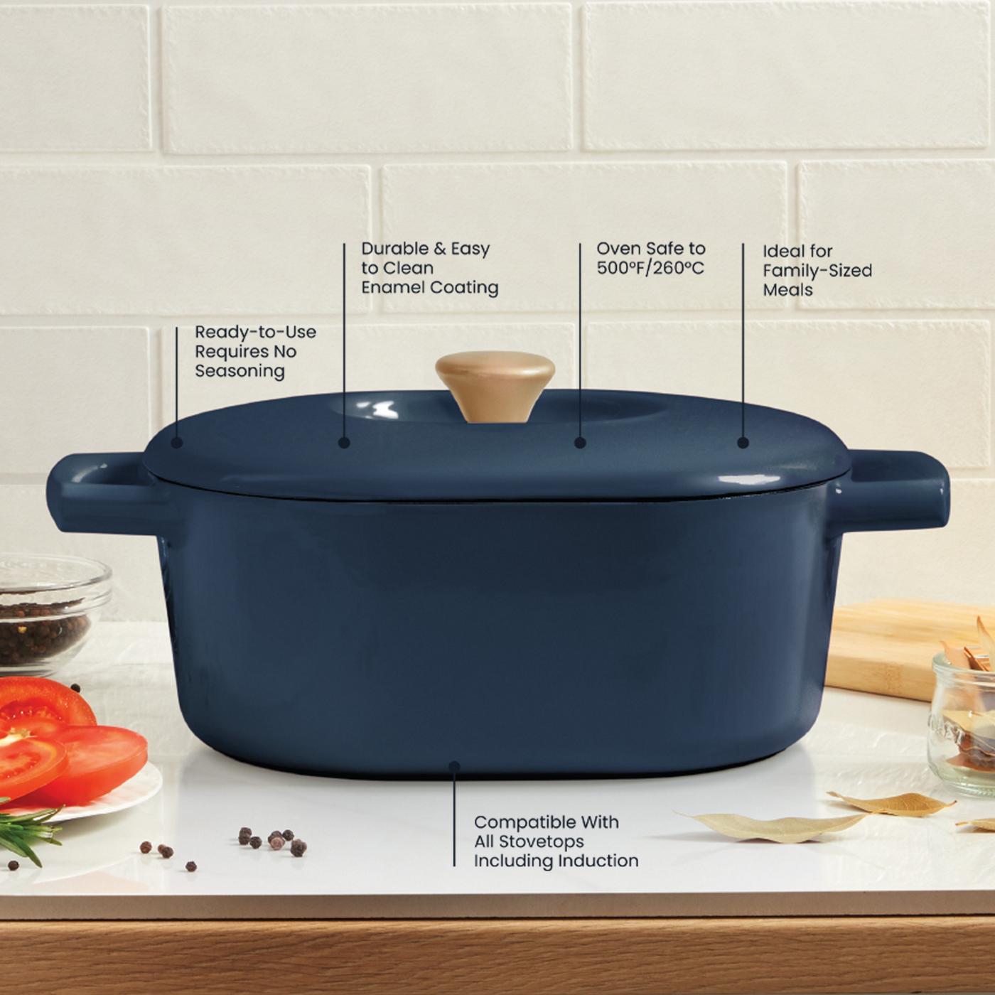 Kitchen & Table by H-E-B Enameled Cast Iron Dutch Oven - Ocean Blue; image 4 of 5