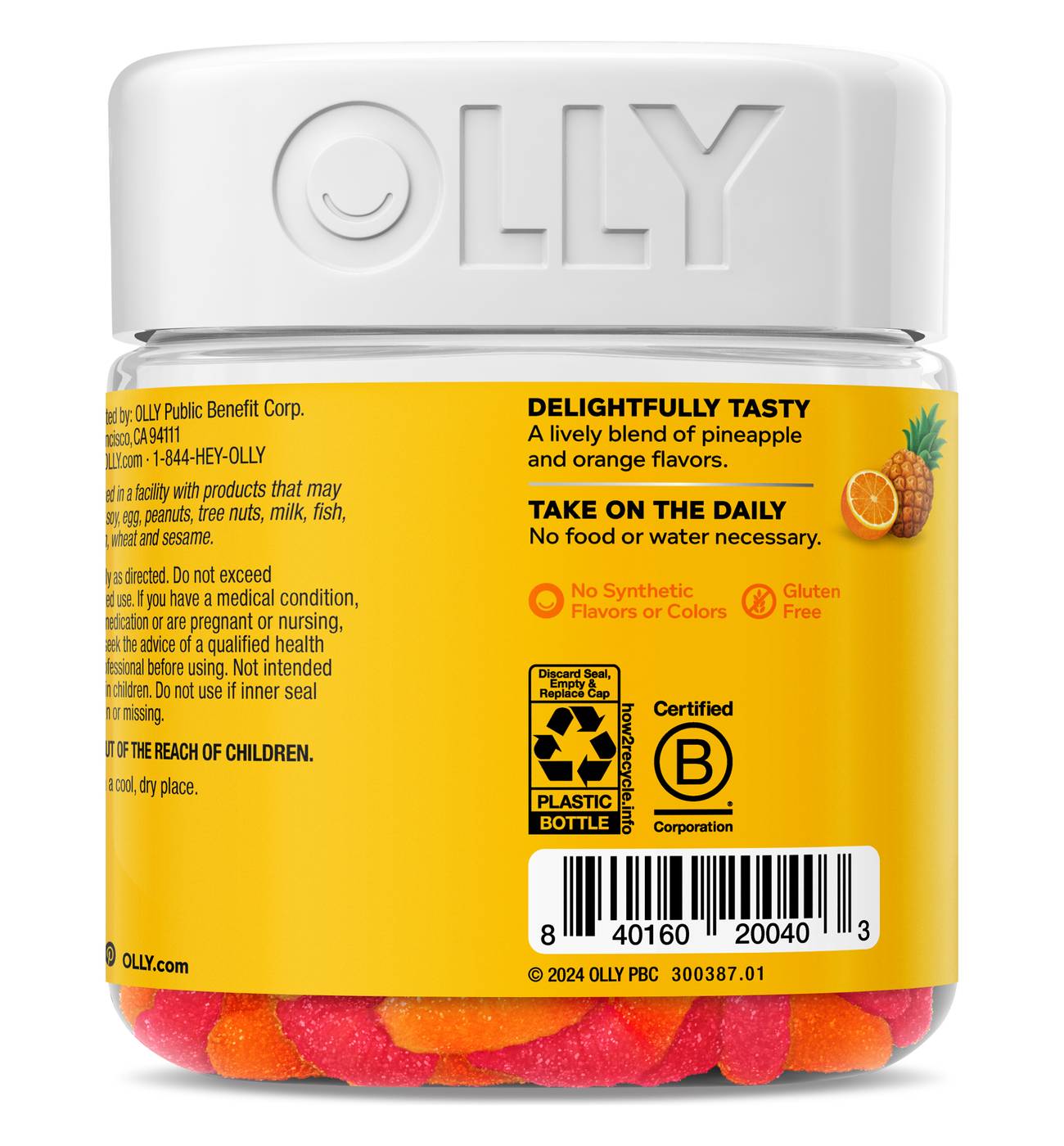 OLLY Hello Happy Mood Support 50 mcg Vitamin D & Saffron Gummy Worms - Tropical Zing; image 3 of 5