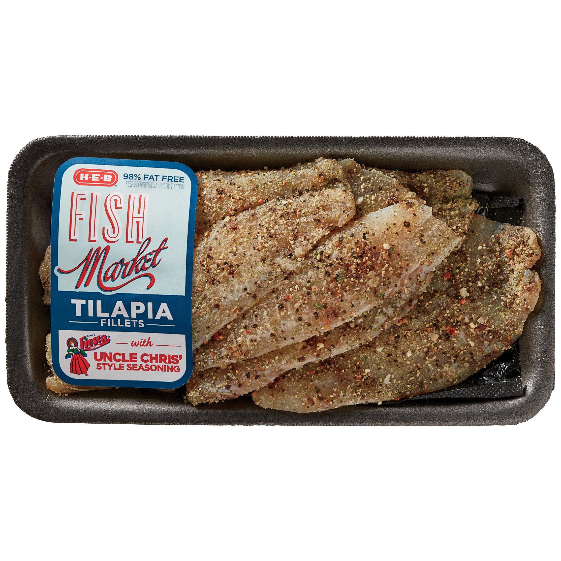 H-E-B Fish Market Seasoned Tilapia Fillets - Bolner's Fiesta Uncle ...