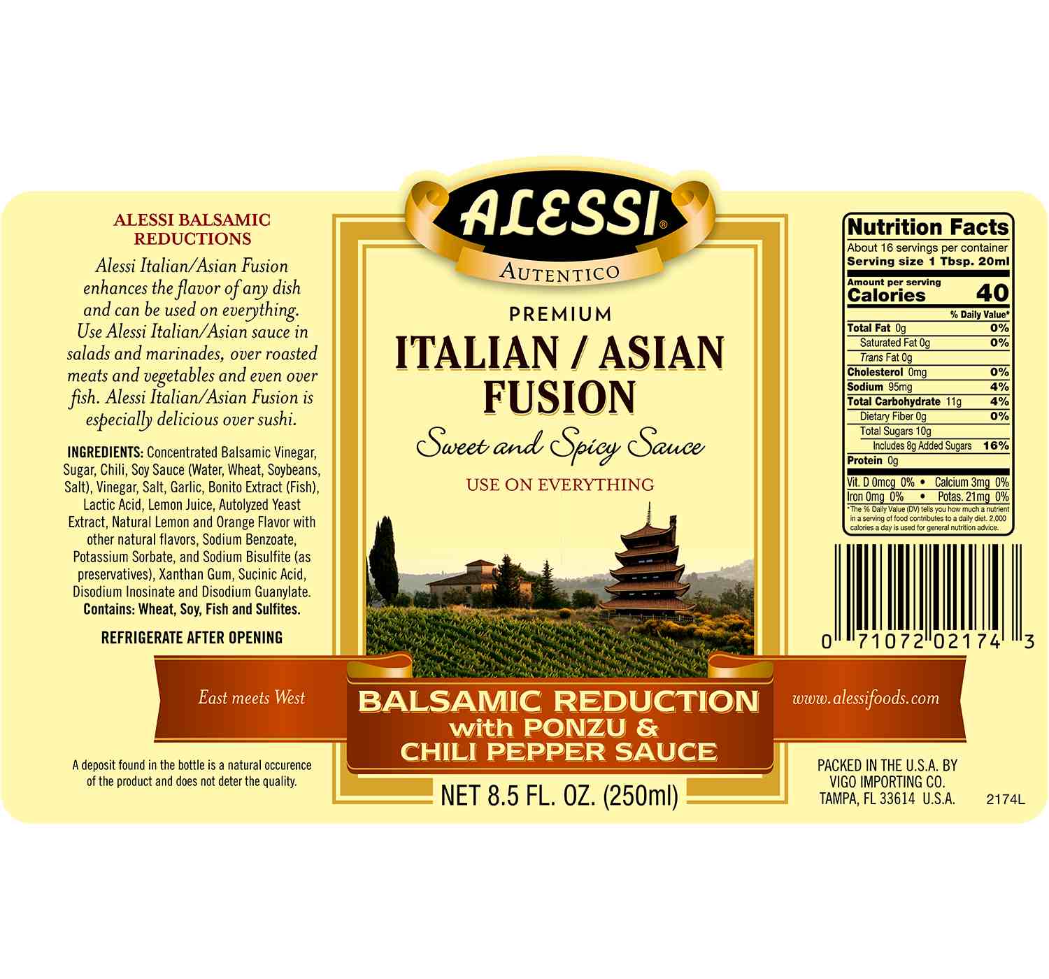 Alessi Italian/Asian Fusion Sweet and Spicy Sauce Shop Vinegar