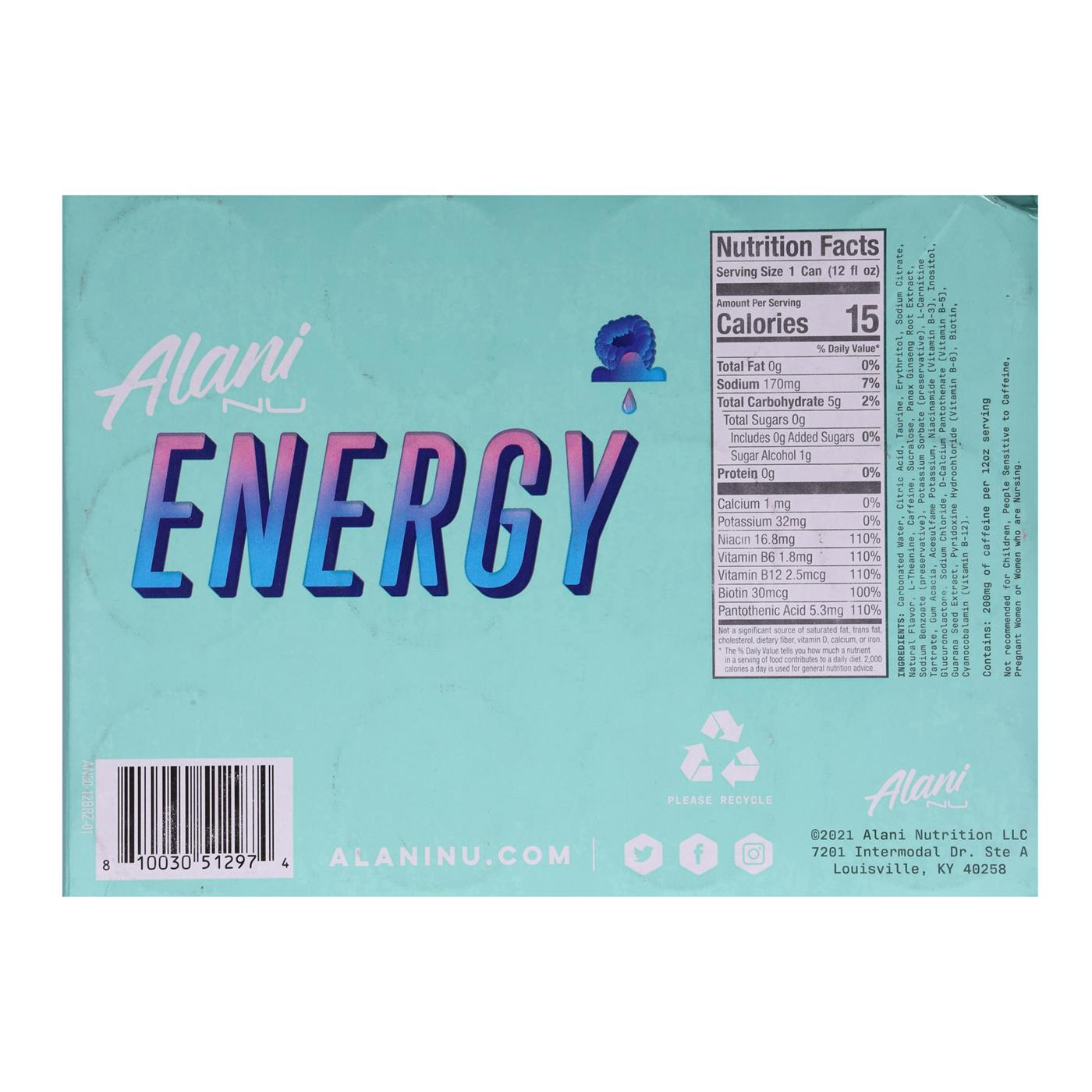 Alani Nu Zero Sugar Breezeberry Energy Drink 12 oz Cans; image 4 of 8