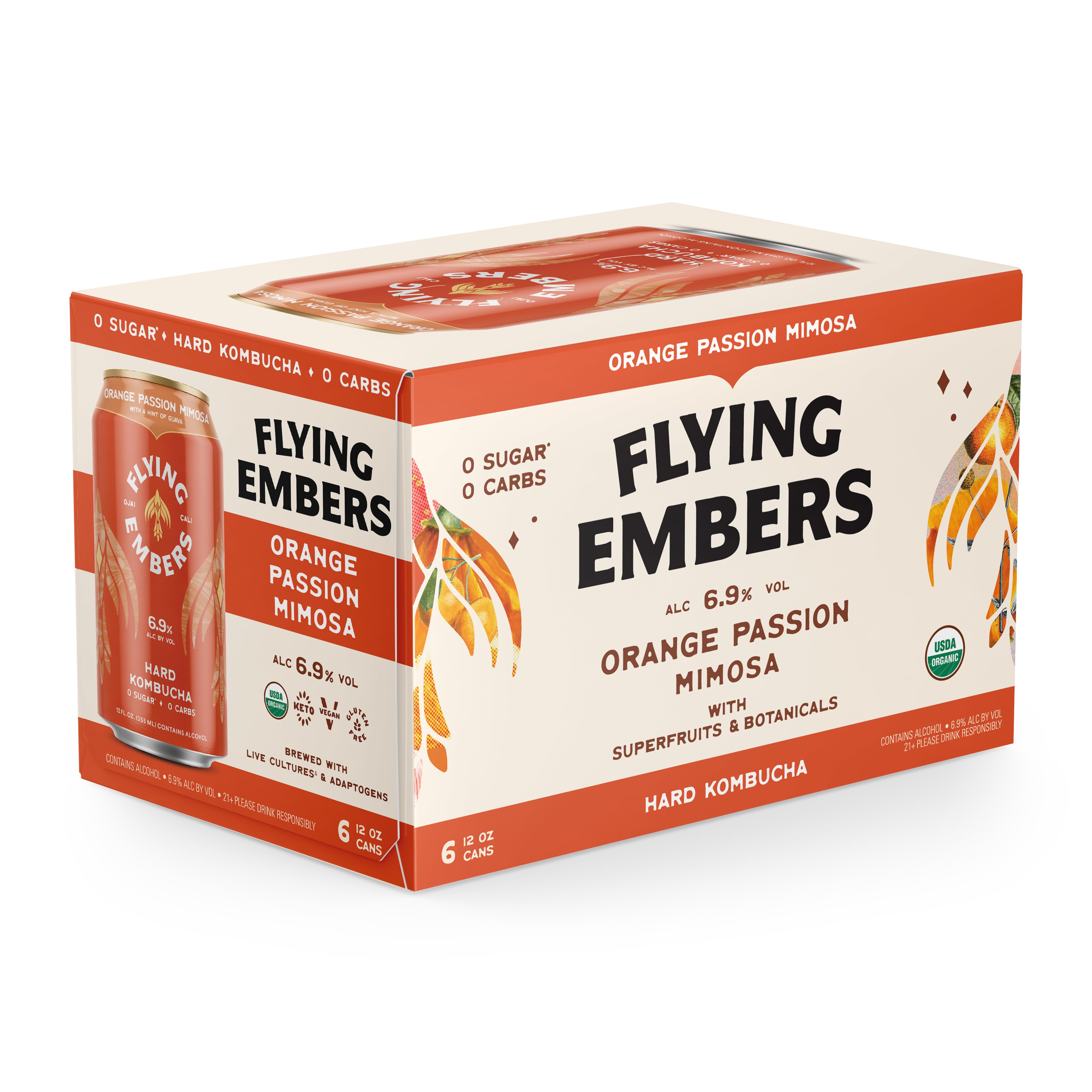 Flying Embers Orange Passion Mimosa Hard Kombucha 12 oz Cans Shop