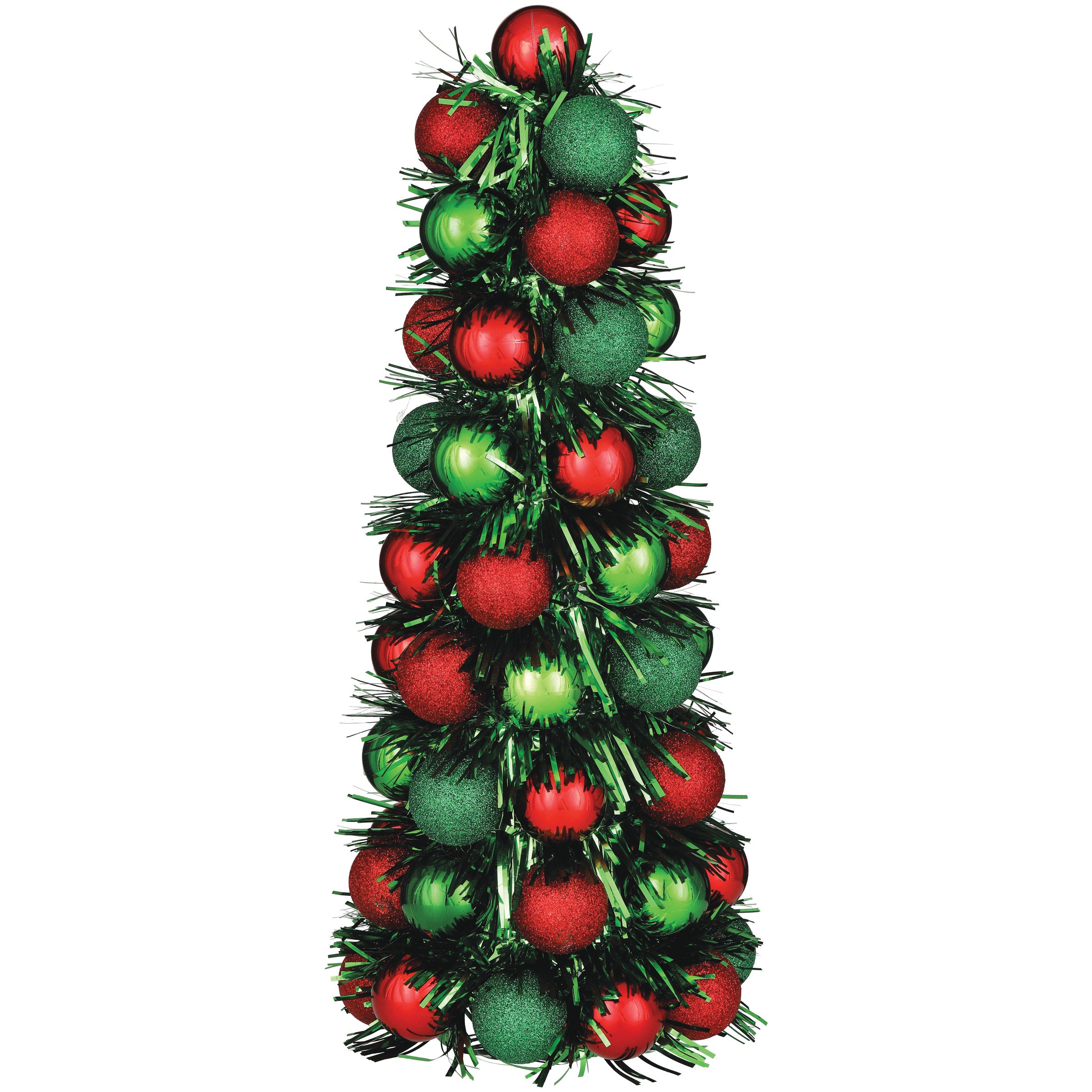 FC Young 3D Ornament Tinsel Tabletop Christmas Tree Red & Green