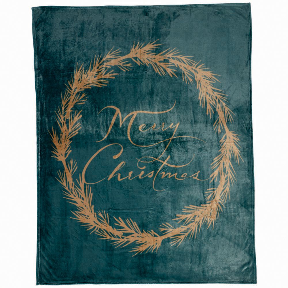 Destination Holiday Merry Christmas Wreath Throw Blanket Green Shop