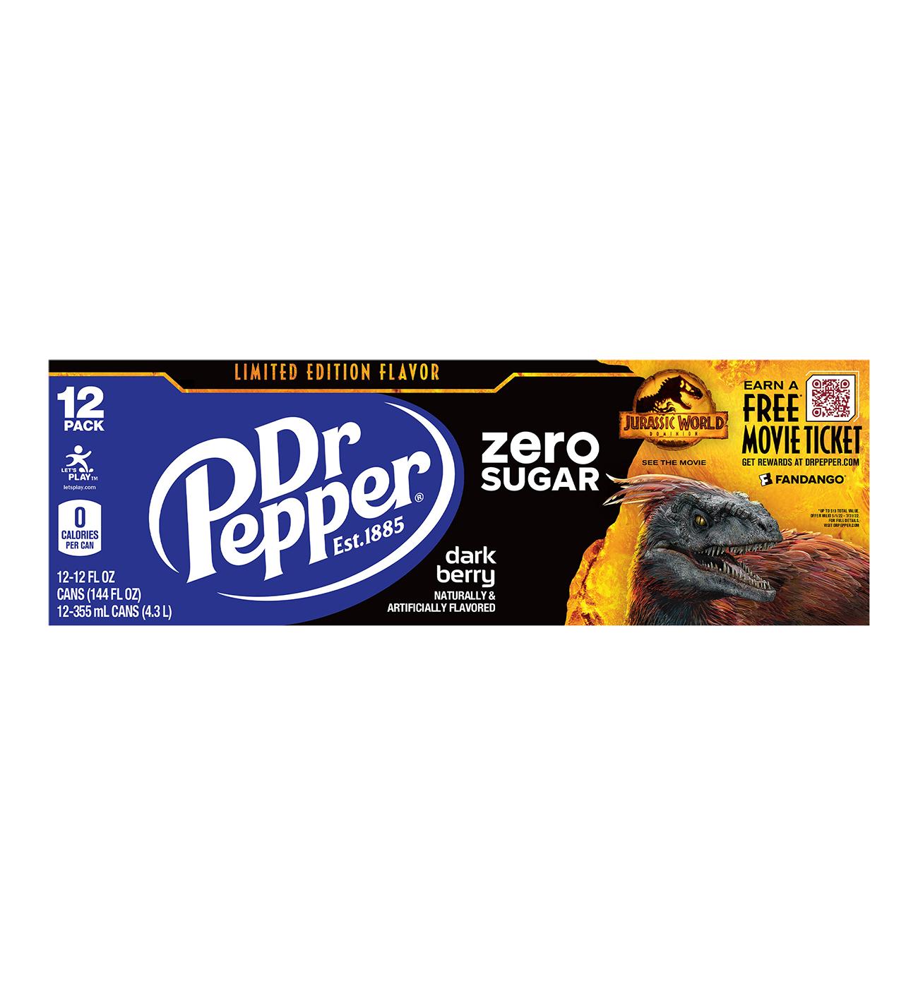 Dr Pepper Dark Berry Zero 12 oz Cans; image 2 of 2