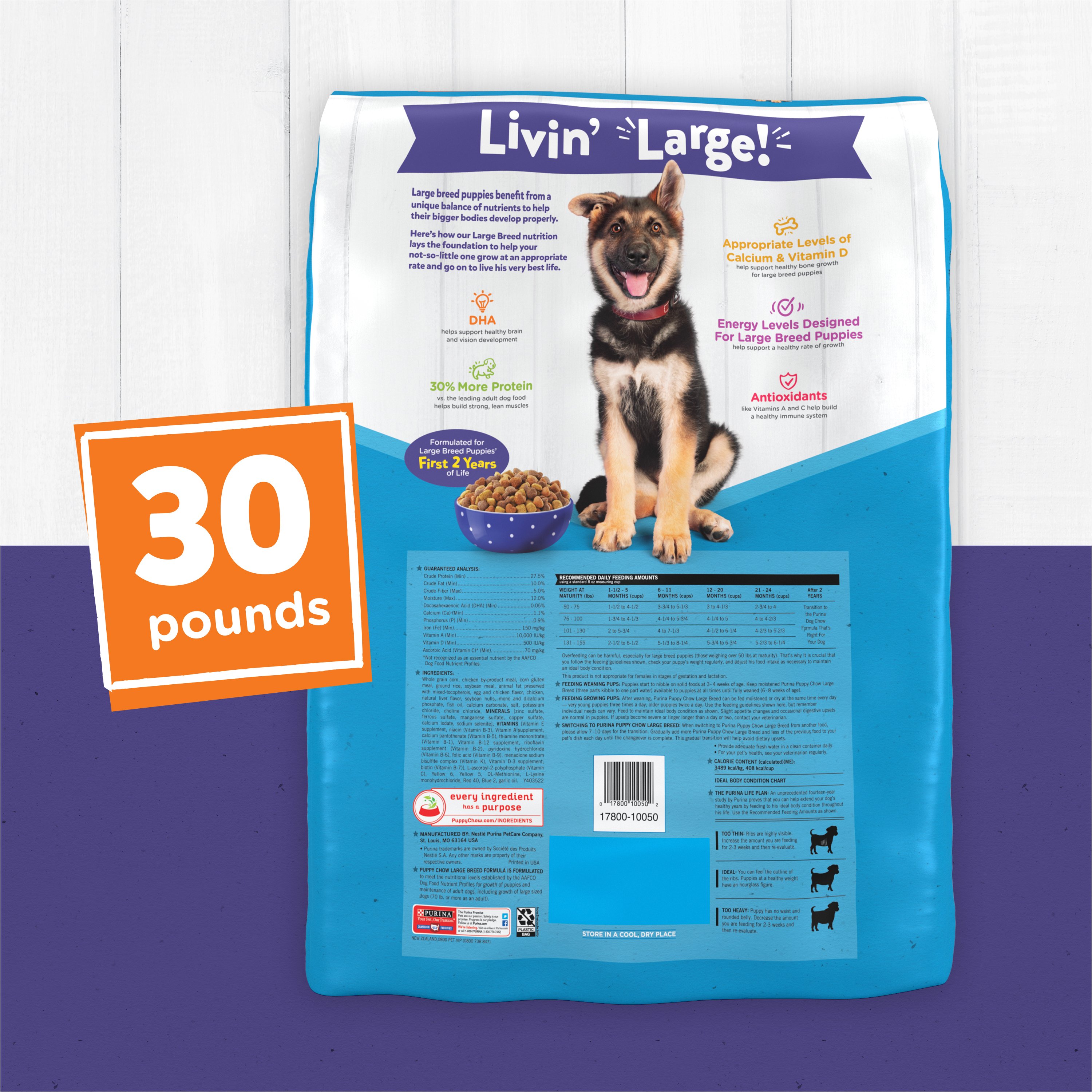 Purina puppy chow large breed 2024 feeding chart