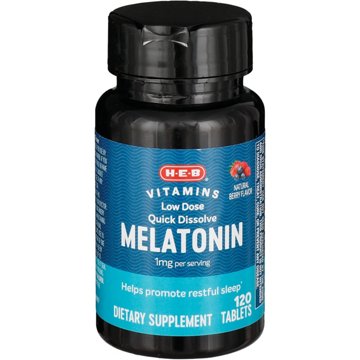 H-E-B Vitamins Melatonin 1 mg Quick Dissolve Tablets - Berry, 120 ct