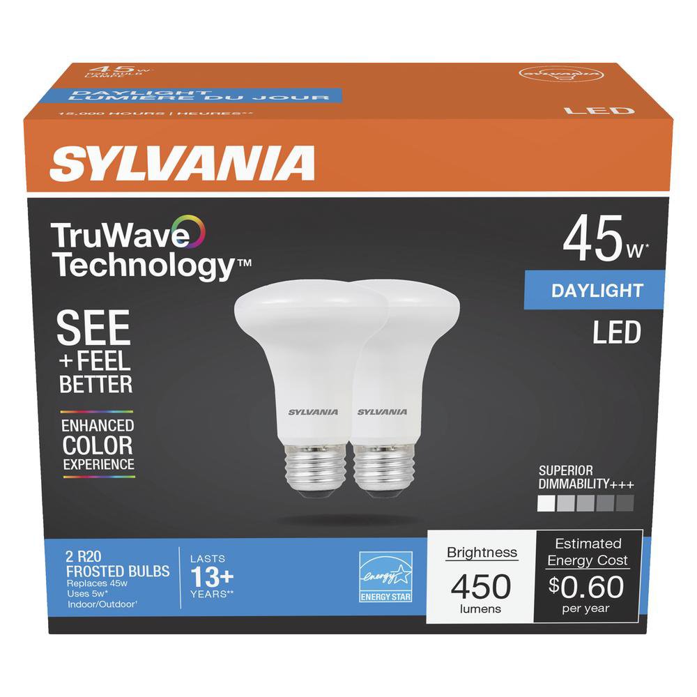 Sylvania TruWave R20 45-Watt Frosted LED Light Bulbs - Daylight - Shop ...