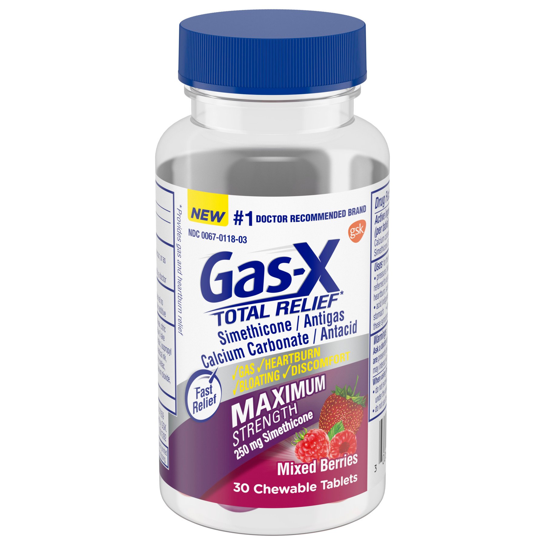 GasX Total Relief Maximum Strength Mixed Berries Chewable Tablets