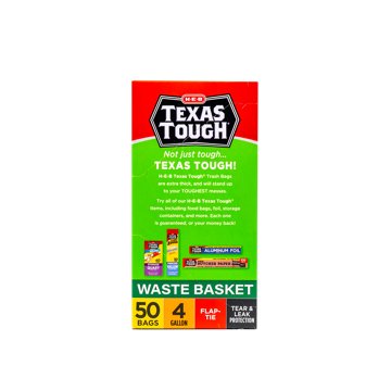 H-E-B Texas Tough Flap Tie Fresh Clean Waste Basket Trash Bags, 4 Gallon