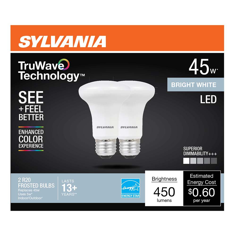 Sylvania TruWave R20 45-Watt Frosted LED Light Bulbs - Bright White ...