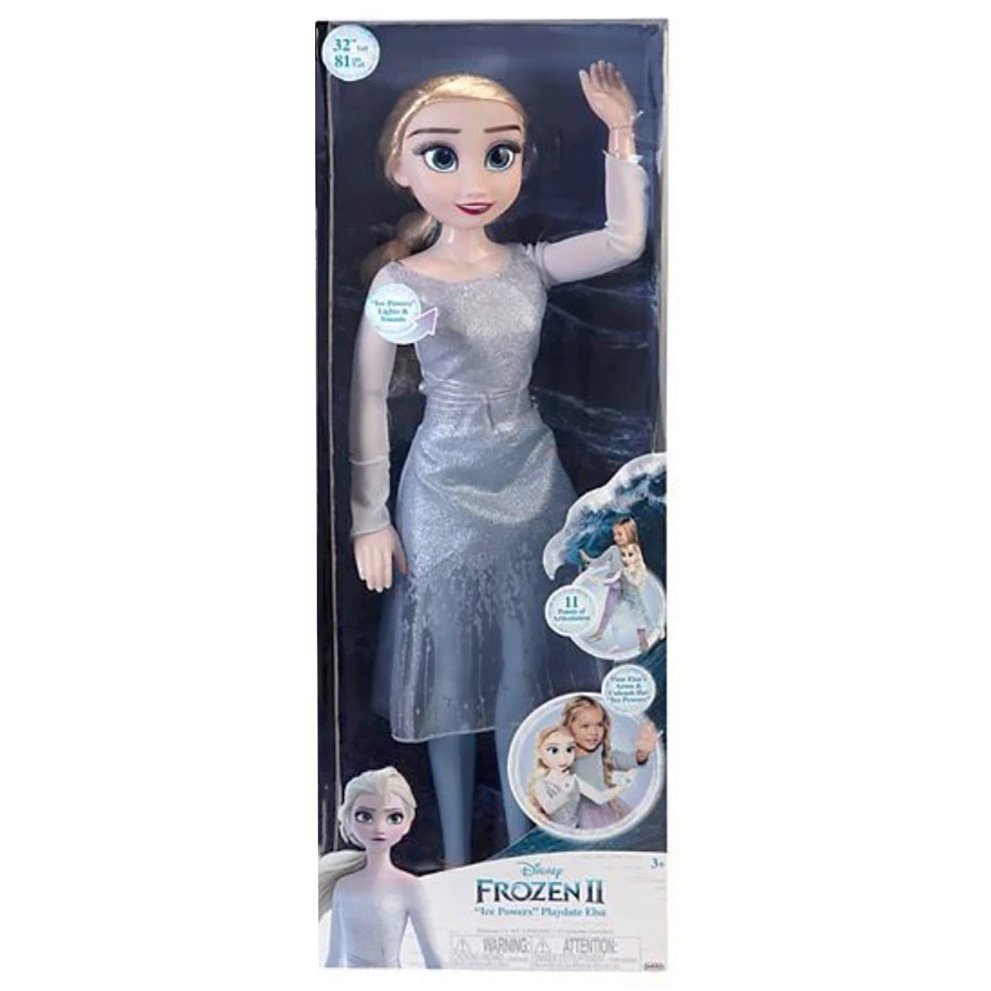  Disney Frozen Elsa Doll Disney 100 Ice Powers Light Up & Music  Sounds Playdate Elsa Fashion Doll, Elsa Doll Stands 32 Inches Tall, Signs  Let It Go and Talks! Great for