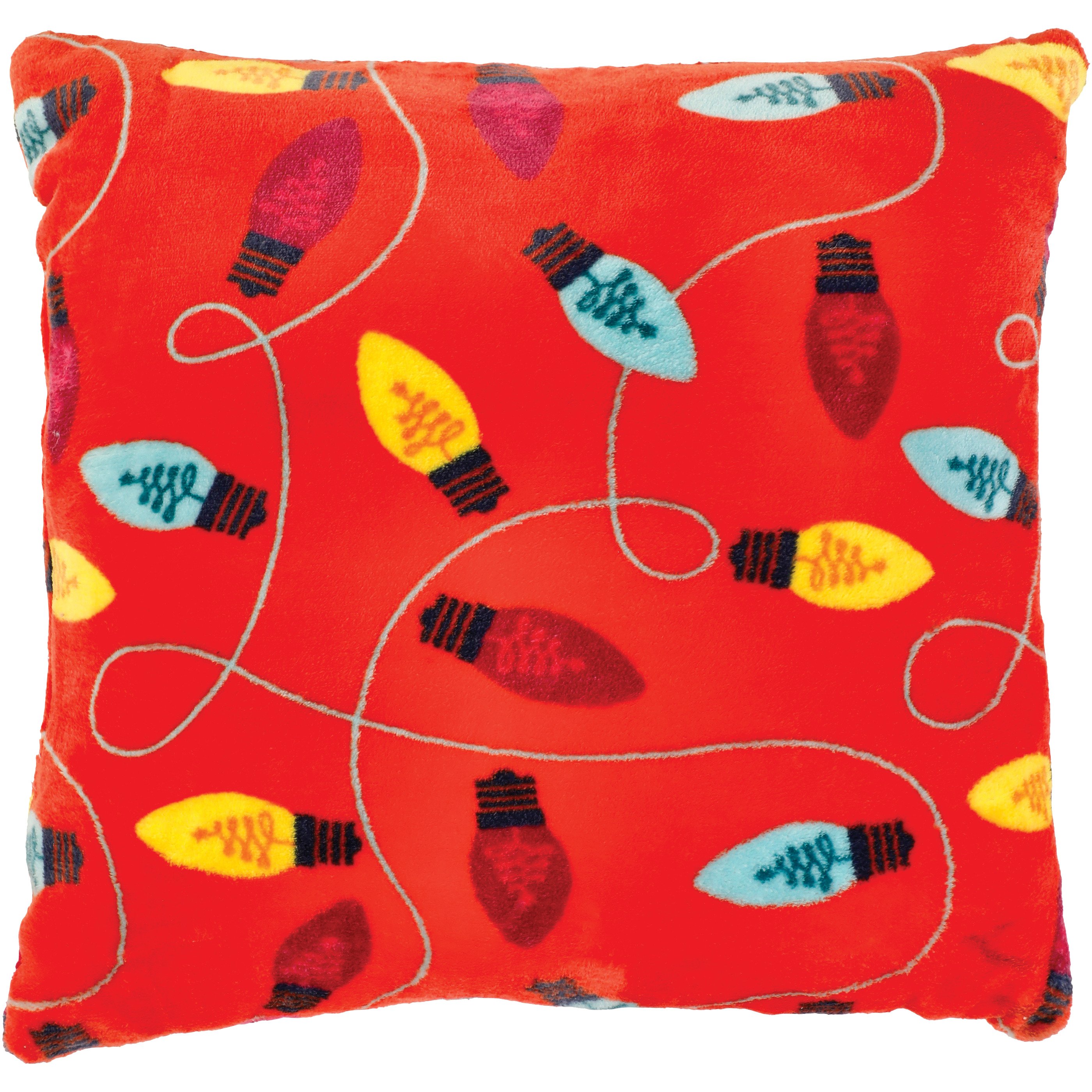 Destination Holiday Christmas String Lights Square Pillow Orange