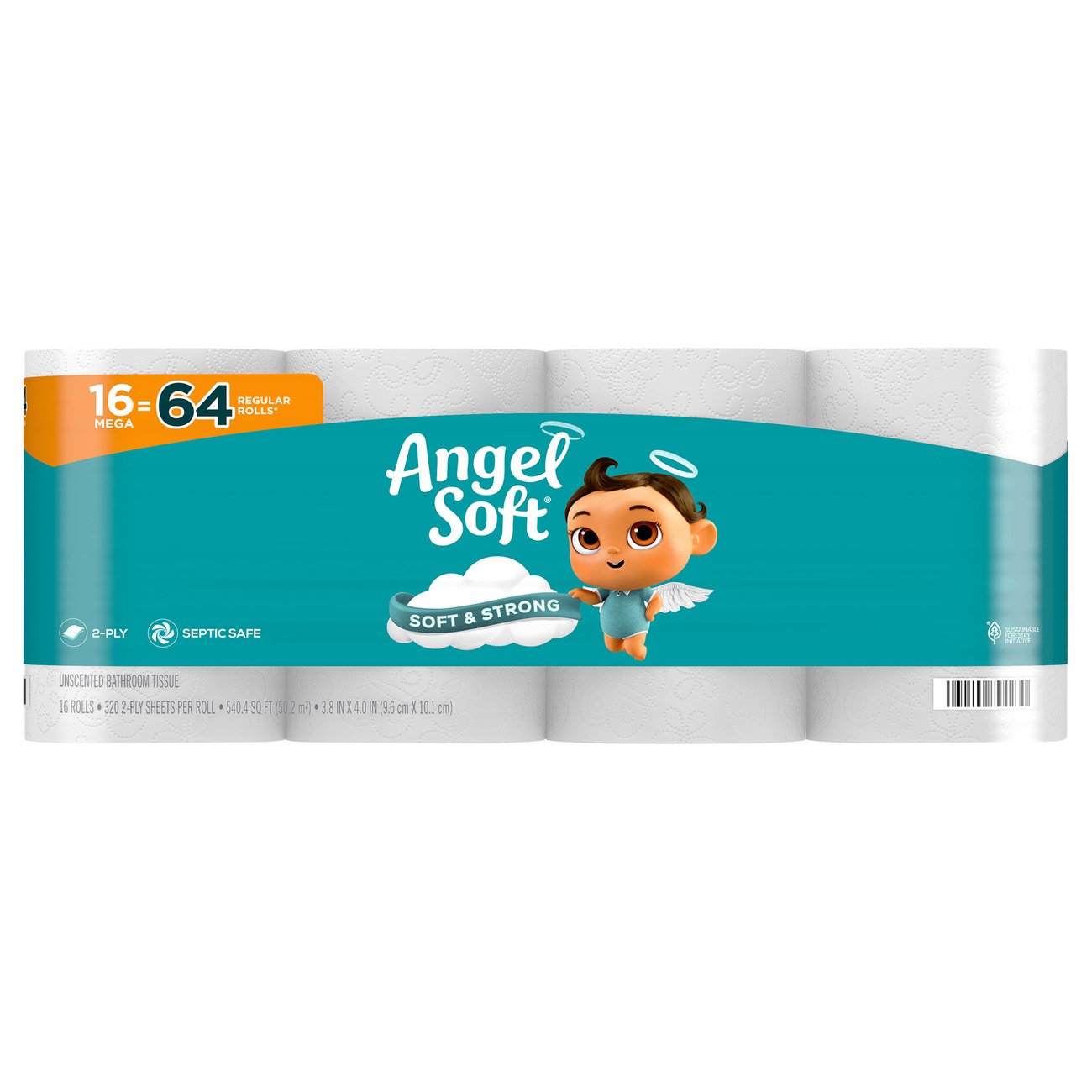 Angel Soft Toilet Paper with Fresh Linen Scented Tube, 48 Mega Rolls (4  Packs of 12 Rolls) 