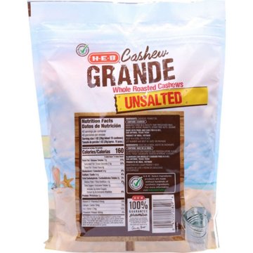 H-E-B Cashew Grande Unsalted Roasted Whole Cashews - Texas-Size Pack