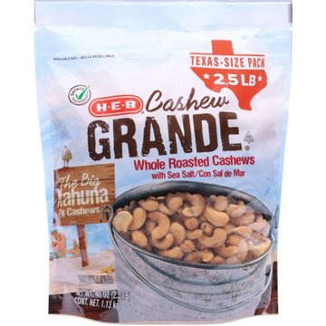 H-E-B Cashew Grande Salted Roasted Whole Cashews - Texas-Size Pack