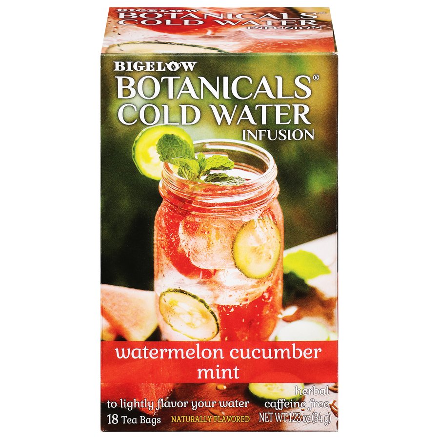 Bigelow Botanicals Cold Water Watermelon Cucumber Mint Herbal Tea Bags, 18 ct